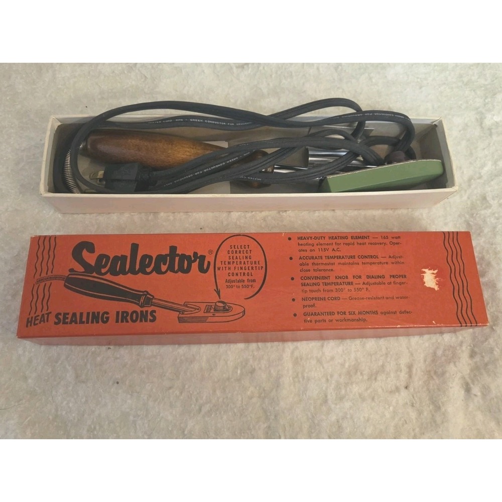 Sealector Tacking/Heat Sealing Iron Model 100-D1 USA Made In 1970 VINTAGE RARE